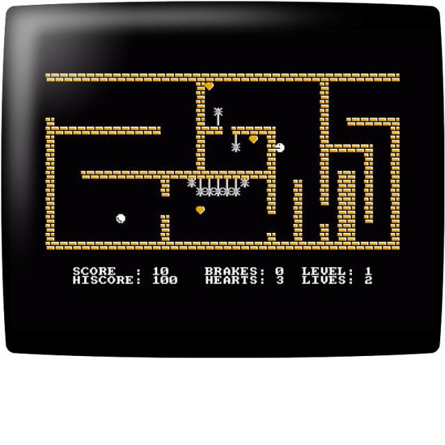 Video game screenshot for Jumper - Jumper! is a freeware platform game starring Ogmo, a creature created in a lab by the army as a weapon of mass destruction. After all attempts to contain it fail, Ogmo escapes from the cell and starts to negotiate the many traps left on every room of the abandoned research base to finally break free. The main character is controlled with the arrow buttons: left and right for movement, up for jumps. Ogmo is able to do a double jump in mid-air, somersaulting to land on high places.
Each screen is configured as a self-contained puzzle with many devices and platforms. Progress is automatically saved at the start of each room. Ogmo has to be guided to the exit, carefully avoiding contact with hazardous features like spikes, lightning arcs and bottomless pits. Helpful items like golden arrows and super pads have to be touched to give extra jumps, allowing Ogmo to deftly reach a top platform. There's a level editor included to create custom puzzles.
